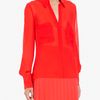 Bcbgmaxazria Emma ButtonDown Silk Chiffon Blouse in Red (bright poppy) - Lyst