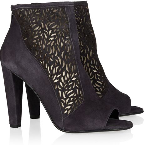 Diane Von Furstenberg Angel Cutoutpanel Suede Ankle Boots in Gray - Lyst
