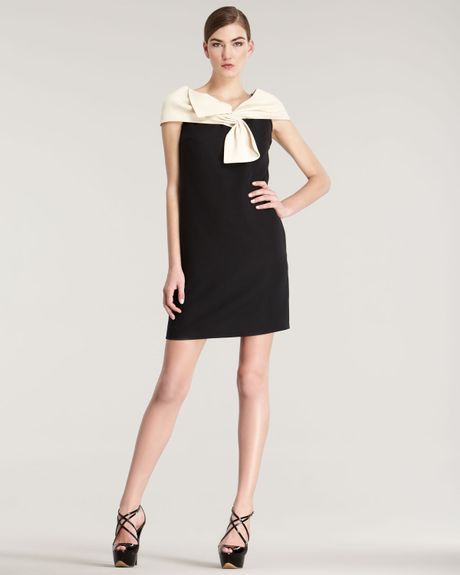Dior Contrast Bow Dress in Beige (beige black) - Lyst