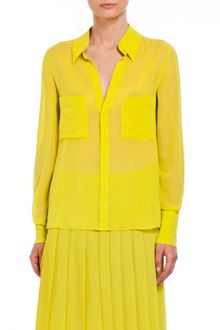 BCBGMAXAZRIA Emma Button-down Silk Chiffon Blouse - Lyst