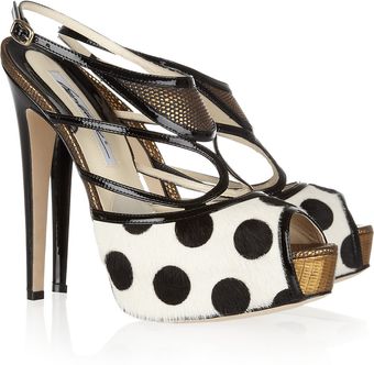Brian Atwood Aura Polka-dot Calf Hair Sandals - Lyst