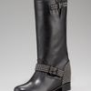 Christian Louboutin Studded Motorcycle Boot in Black - Lyst