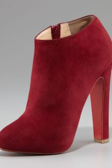Christian Louboutin Suede Thick-heel Bootie - Lyst