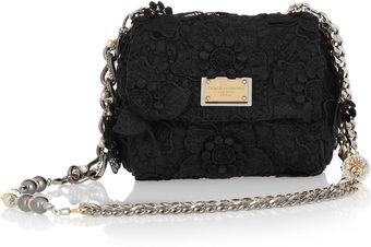 Dolce & Gabbana Lace-appliquéd Satin Mini Shoulder Bag - Lyst