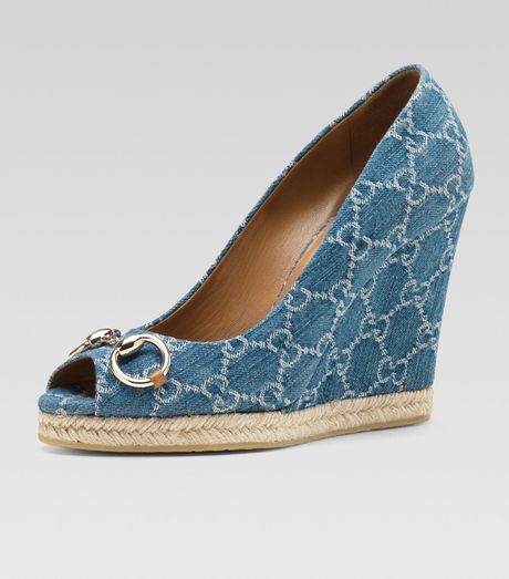 denim gucci wedges