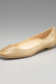 Jimmy Choo Square-toe Flat, Gold - Lyst