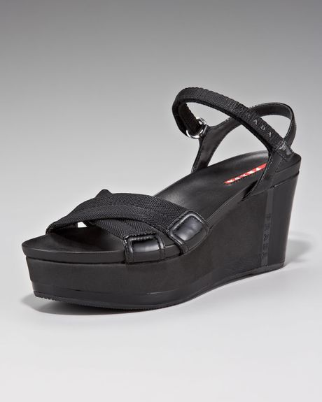 black prada wedges