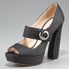Prada Lurex Peeptoe Mary Jane Pump in Black - Lyst