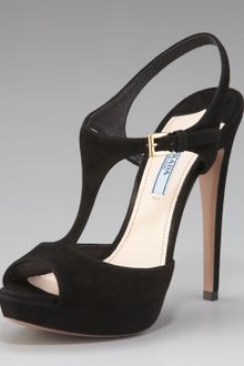 Prada Suede Platform Sandal with Buckle - Lyst