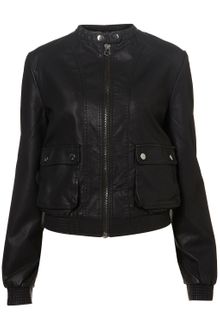 Topshop Pu Pocket Bomber Jacket - Lyst