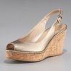 Stuart Weitzman Cork Wedge Peep Slingback in Gold (black) - Lyst