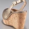 Stuart Weitzman Cork Wedge Peep Slingback in Gold (black) - Lyst