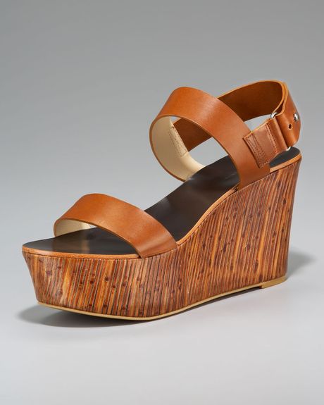 Vera Wang Lavender Bamboo Wedge Sandal in Brown (tan) | Lyst