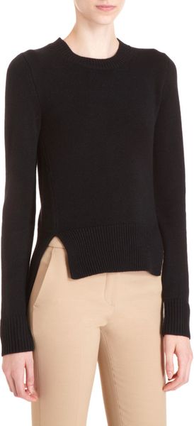Derek Lam Cropped Front Crewneck Sweater - Lyst