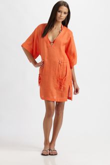 Diane Von Furstenberg Linen Kleio V-neck Dress - Lyst