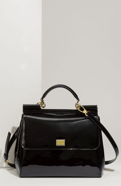 Dolce & Gabbana Miss Sicily Patent Leather Top Handle Satchel in Black - Lyst