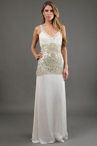 Sue Wong Metallic Scrollwork Gown - Lyst