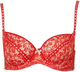 Topshop Red Leafy Lace Underwire - Lyst