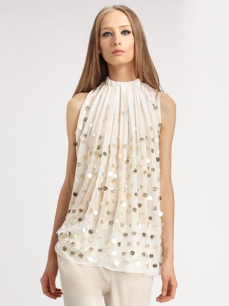 Stella Mccartney Sheer Dot Top in White - Lyst