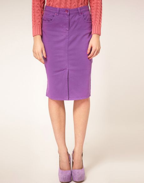 Asos Collection Asos Denim Pencil Skirt in Dewberry in Purple ... Asos Collection Asos Denim Pencil Skirt in Dewberry in Purple ...