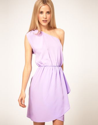 ASOS Collection  One Shoulder Dress with Wrap Skirt - Lyst