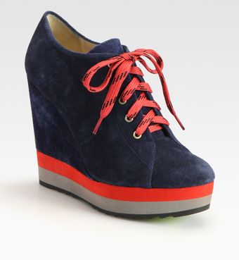  Sporty Suede Colorblock Wedge Ankle Boots 