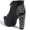 Jeffrey Campbell Spike Laceup Bootie in Black (black studded leather) - Lyst