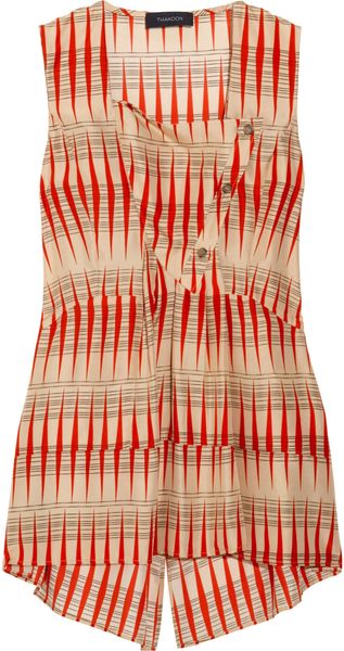Thakoon Printed Silkcrepe Blouse in Beige (tan) - Lyst