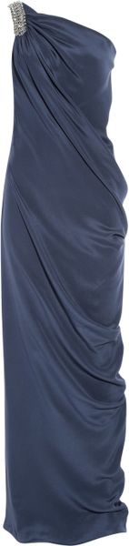 Azzaro Leoni Crystalembellished Silk Gown in Blue (navy) - Lyst