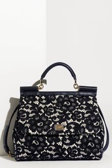 Dolce & Gabbana Miss Sicily Lace Lambskin Leather Top Handle Satchel - Lyst