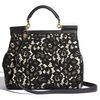 Dolce & Gabbana Miss Sicily Lace Lambskin Leather Top Handle Satchel in Black - Lyst