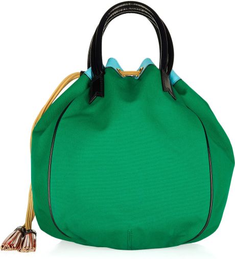 Meredith Wendell Colorblocked Canvas Bucket Tote in Green - Lyst