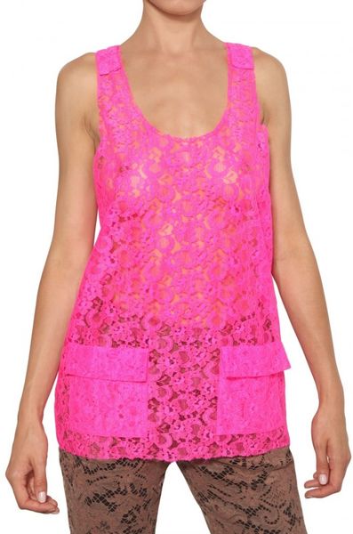 Msgm Lace Top in Pink (fuchsia) - Lyst