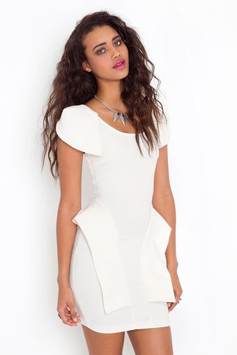 Nasty Gal Victoria Peplum Dress - Cream - Lyst