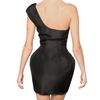 Paco Rabanne One Shoulder Silk Organza Tulip Dress in Black - Lyst