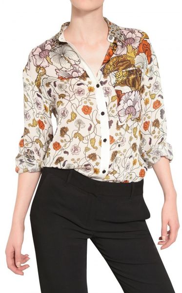Proenza Schouler Printed Silk Chiffon Shirt in Multicolor (white) - Lyst