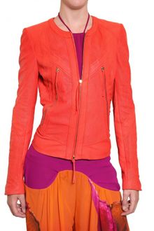 Roberto Cavalli Perforated Nappa Leather Jacket - Lyst