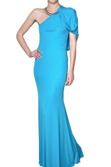 Roberto Cavalli Snake Jewel Viscose Jersey Long Dress - Lyst