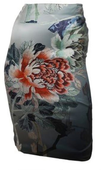  Floral Print Silk Skirt 