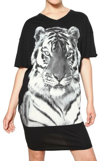  V-neck Tiger Print Tee Dress 