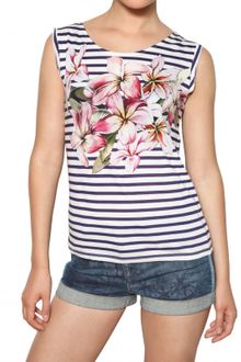 Stella McCartney Flower Print Stripey Jersey Tank Top - Lyst