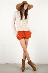 Twelfth Street by Cynthia Vincent Lace Up Peasant Blouse