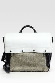 3.1 Phillip Lim Colorblock Haircalf & Patent Leather Satchel - Lyst