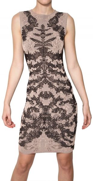 Alexander Mcqueen Viscose Silk Jacquard Knit Dress in Beige (powder) - Lyst