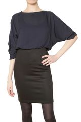 Alice + Olivia Jersey Stretch and Chiffon Blouse Dress