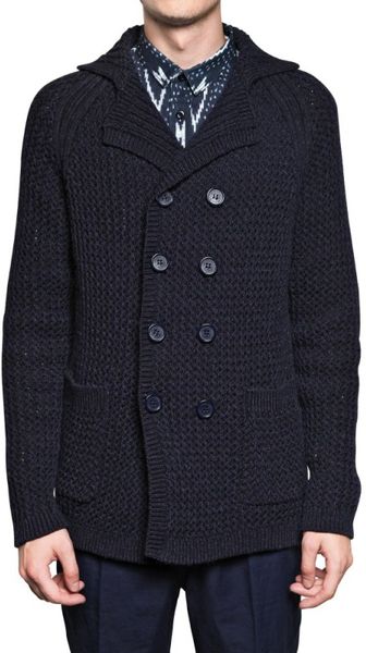Burberry Prorsum Cotton Alpaca Chunky Knit Sweater in Blue for Men - Lyst