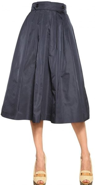 Burberry Prorsum Silk Taffeta Flared Skirt in Blue (navy) - Lyst