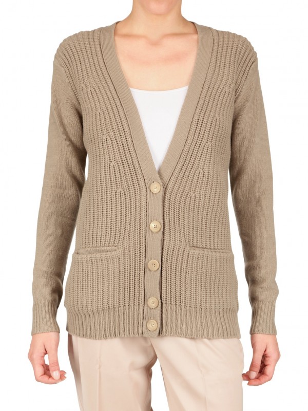 Chloé Ribbed Cashmere Cardigan Sweater in Brown (taupe) Lyst
