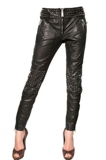 DSquared2 Studded Leather Biker Trousers - Lyst