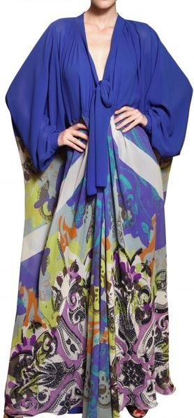  Printed Silk Georgette Long Dress 